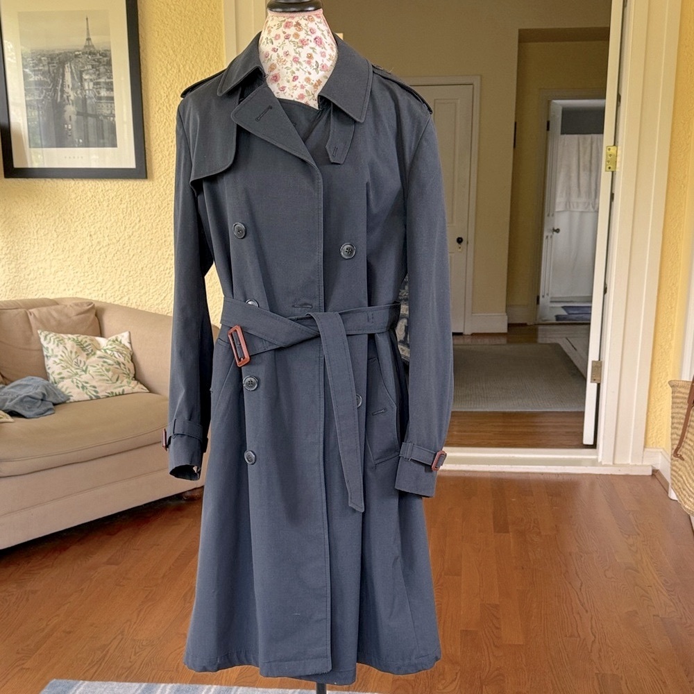 Vintage Navy Trench Coat - Burberry Style